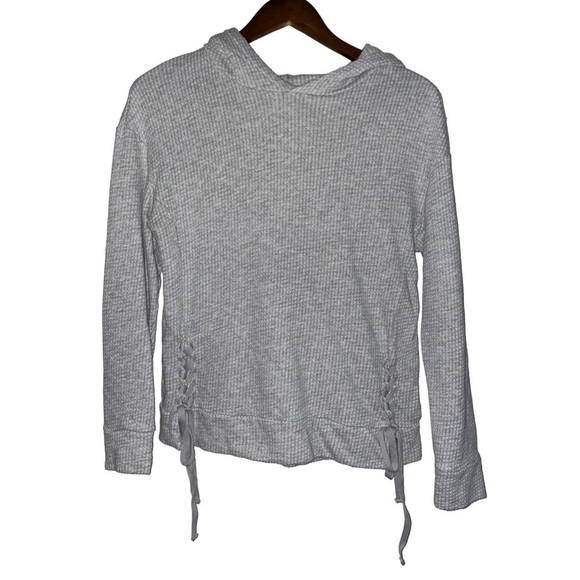Sunday Thermal Knit Gray Hooded Top Women‎ XS Long Sleeve Comfy Cotton Outdoor - Picture 1 of 8